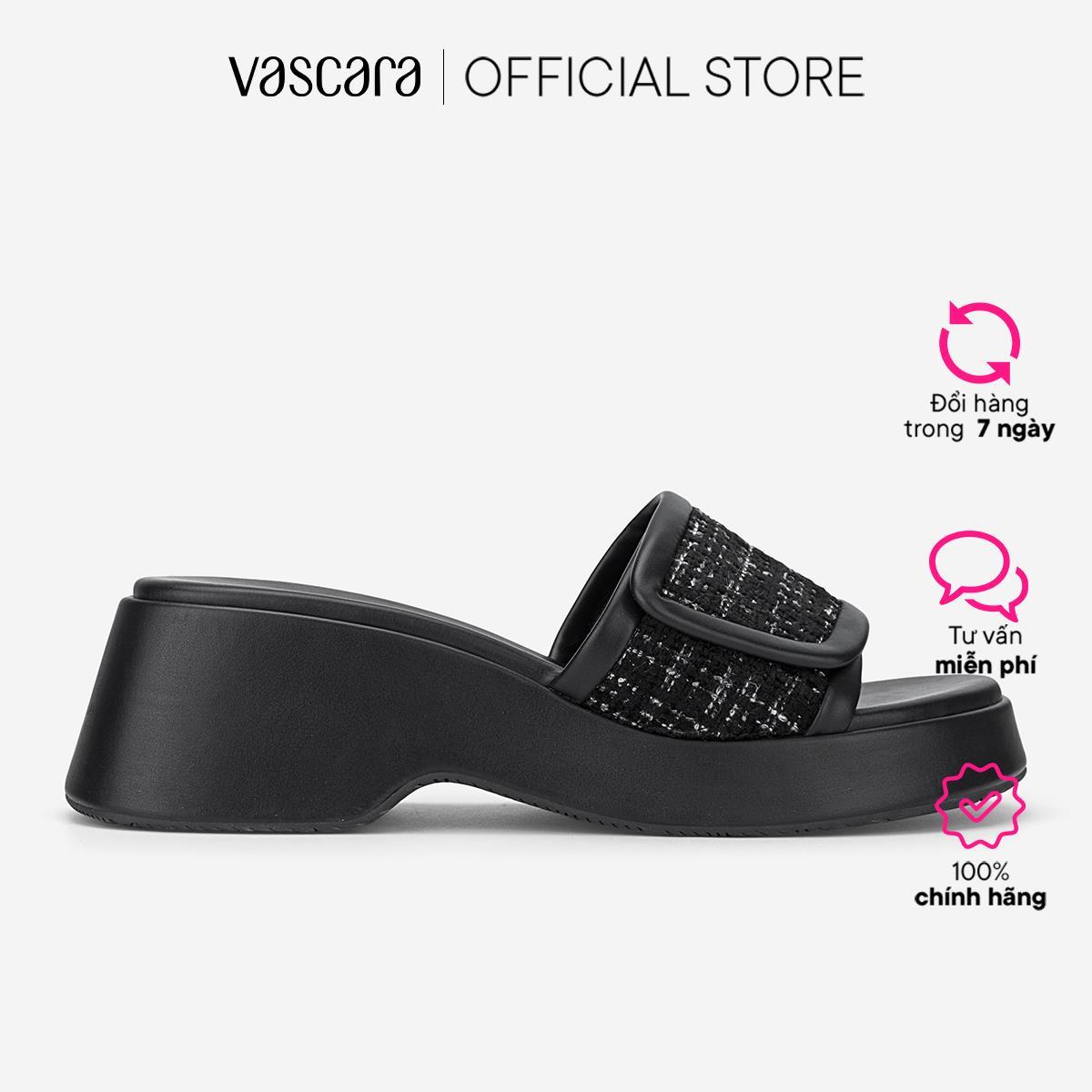 Vascara Dép Chunky Flatform Phối Vải Tweed - GXG 0059