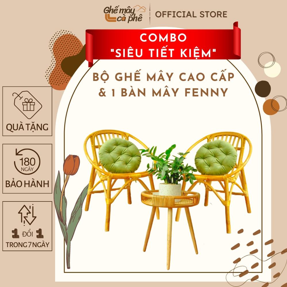 (Combo siêu tiết kiệm) Bộ bàn ghế mây sò cao cấp kết hợp bàn mây, phù hợp làm quán Cafe / ban công gia đình / Homestay