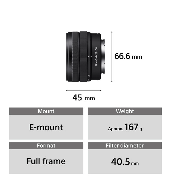 Ống Kính Sony FE 28-60mm f/4-5.6 - Hàng Chính Hãng