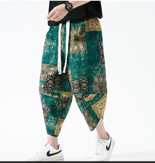 Quần Jogger Nam Lửng Chất Thô Đũi Họa Tiết