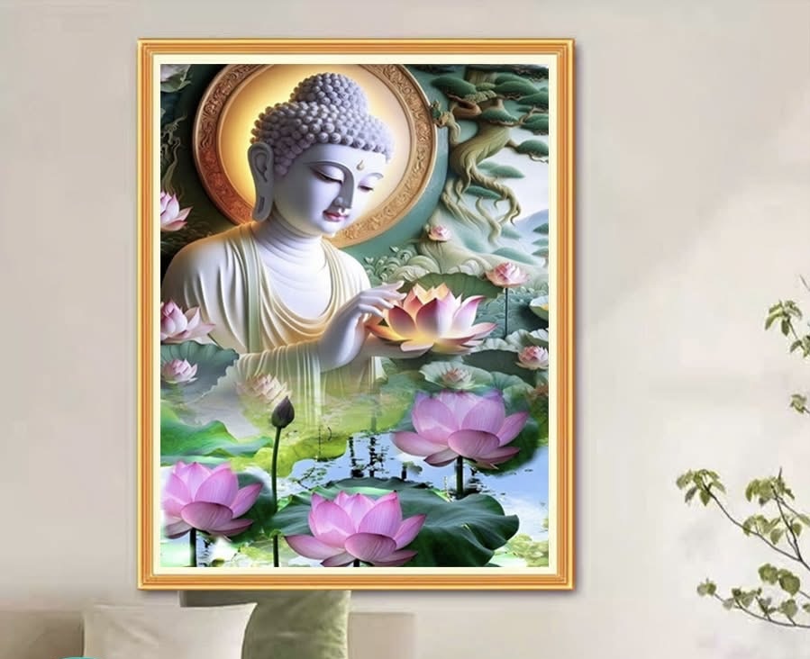 Tranh thêu kín Phật thích ca vs8150, kích thước 60 x 90 cm