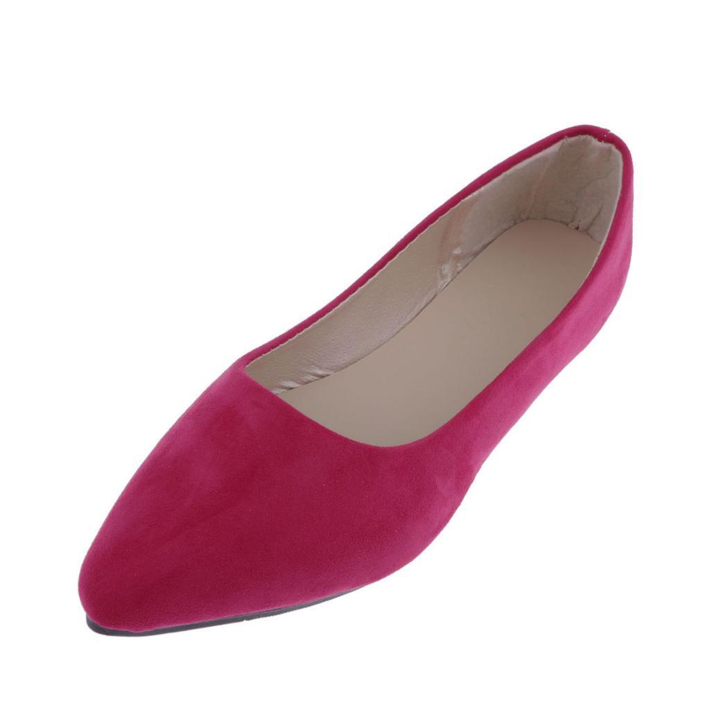 Women Casual Shallow Mouth Shoe Pointed Toe Shoe Working Flat Shoes Red 37