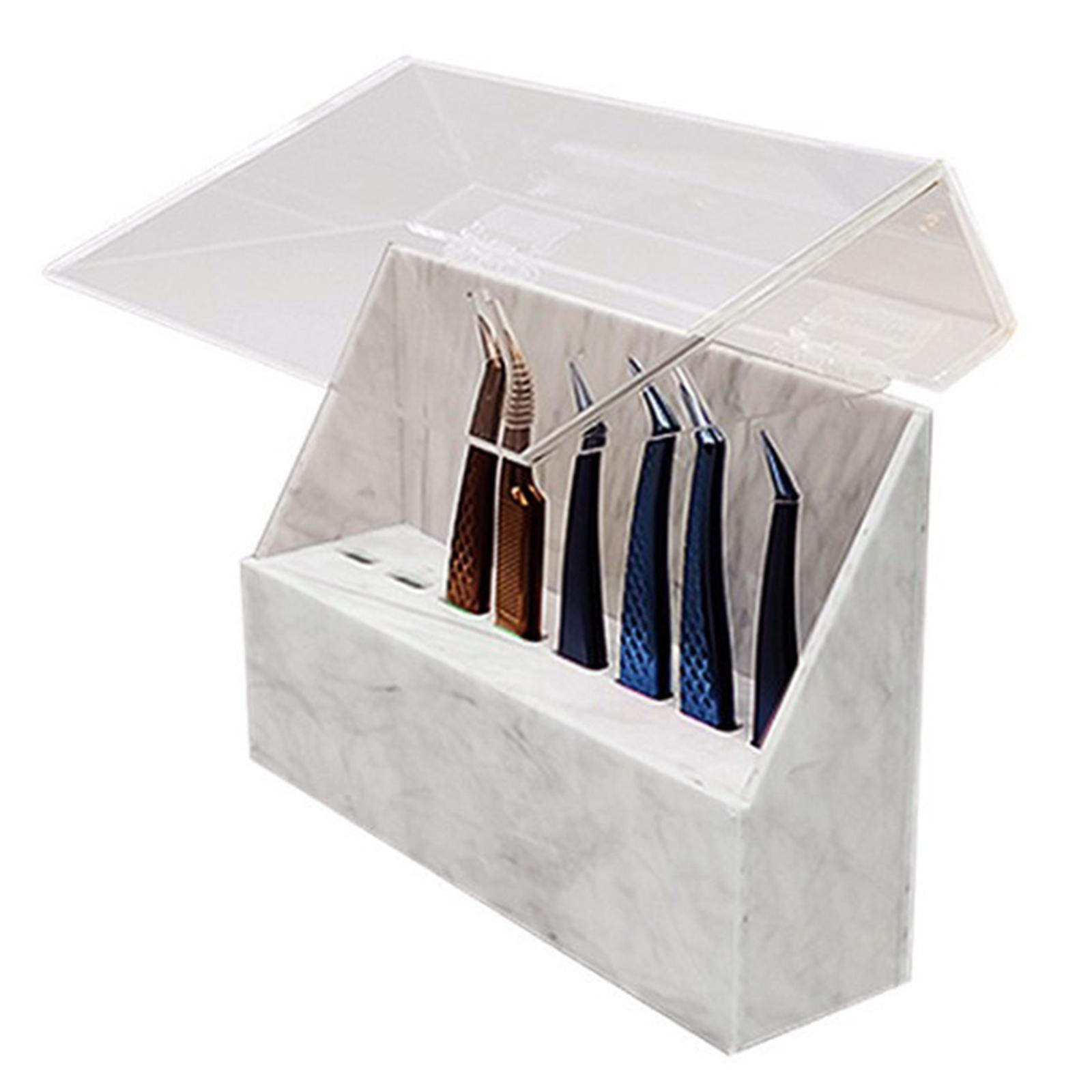 2xEyelash Extension Storage Box Tweezers Organizer Case Stand Holder White