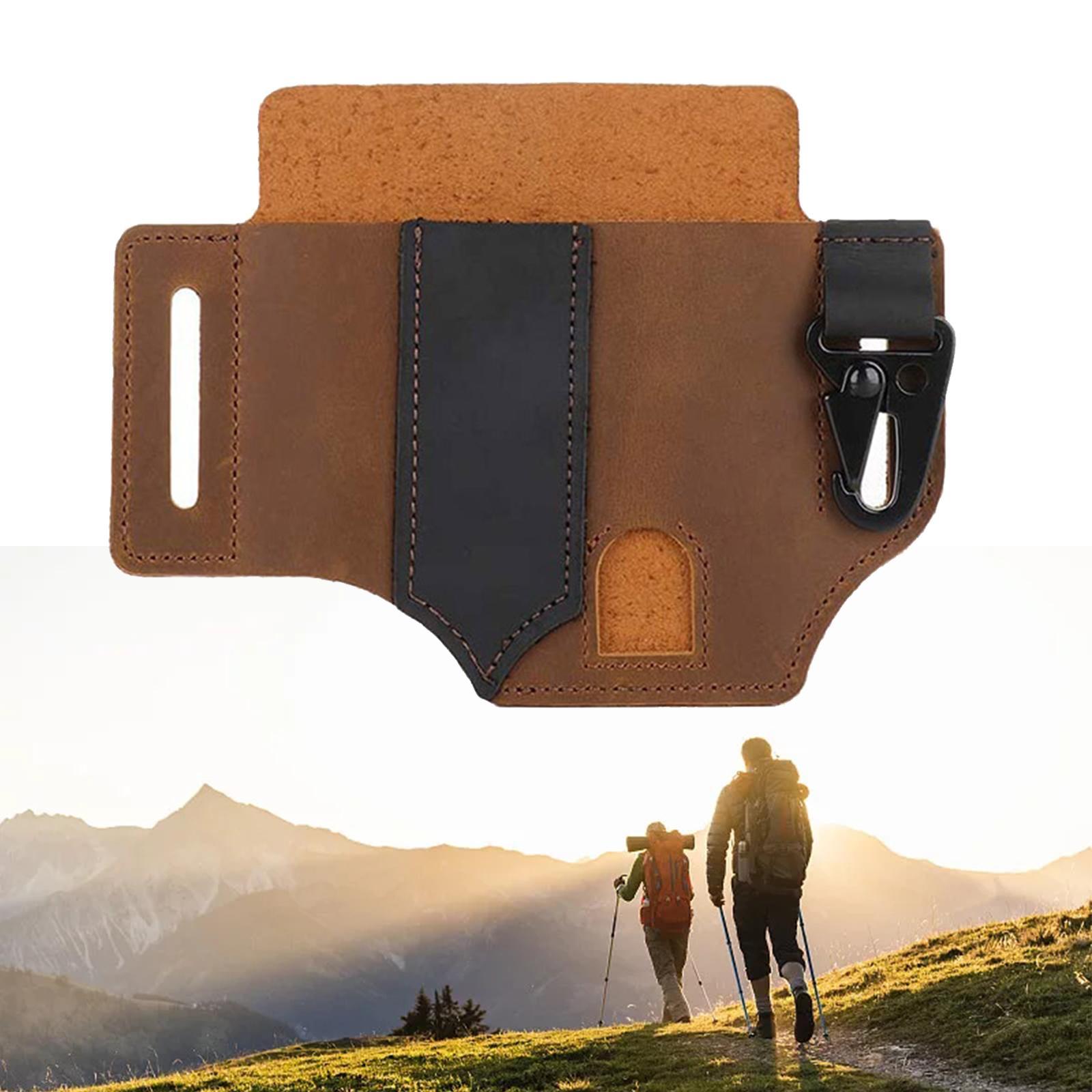 Leather Sheath for Belt, Multitool Sheath with Loops, Pocket Organizer for Men, Flashlight Holder Sheath Tool Pouch for Gears