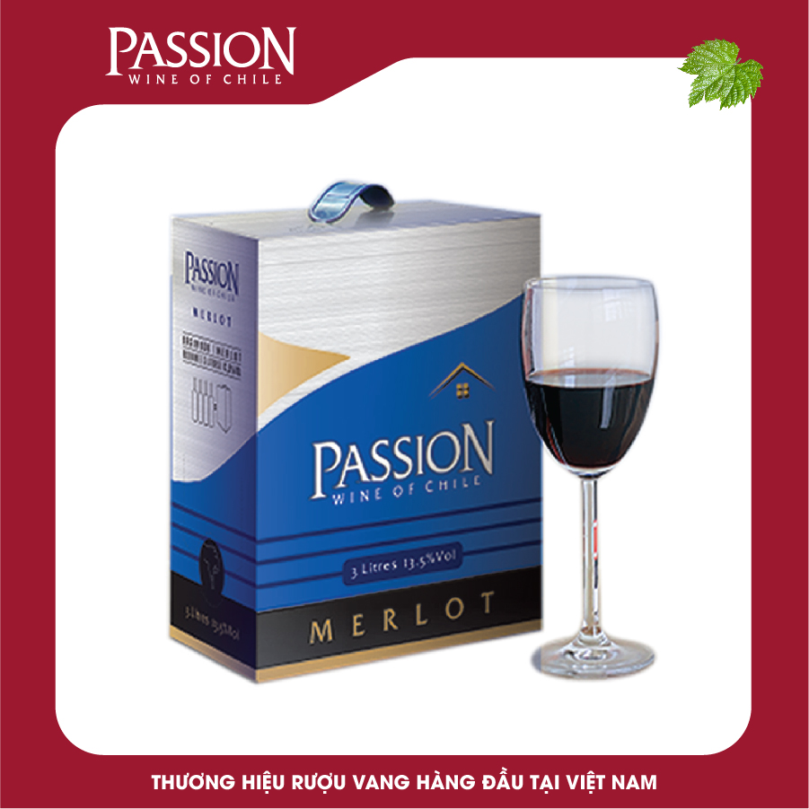 Rượu vang đỏ Passion Merlot hộp 3 lít 13.5%