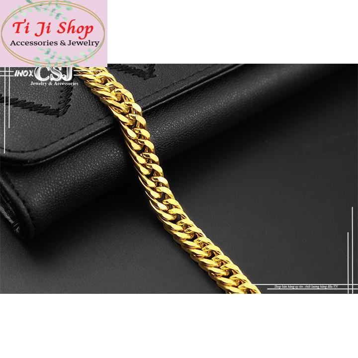 LẮC TAY NAM INOX MẠ VÀNG KIỂU LẶC ĐÔI 9mm đẹp mà chất