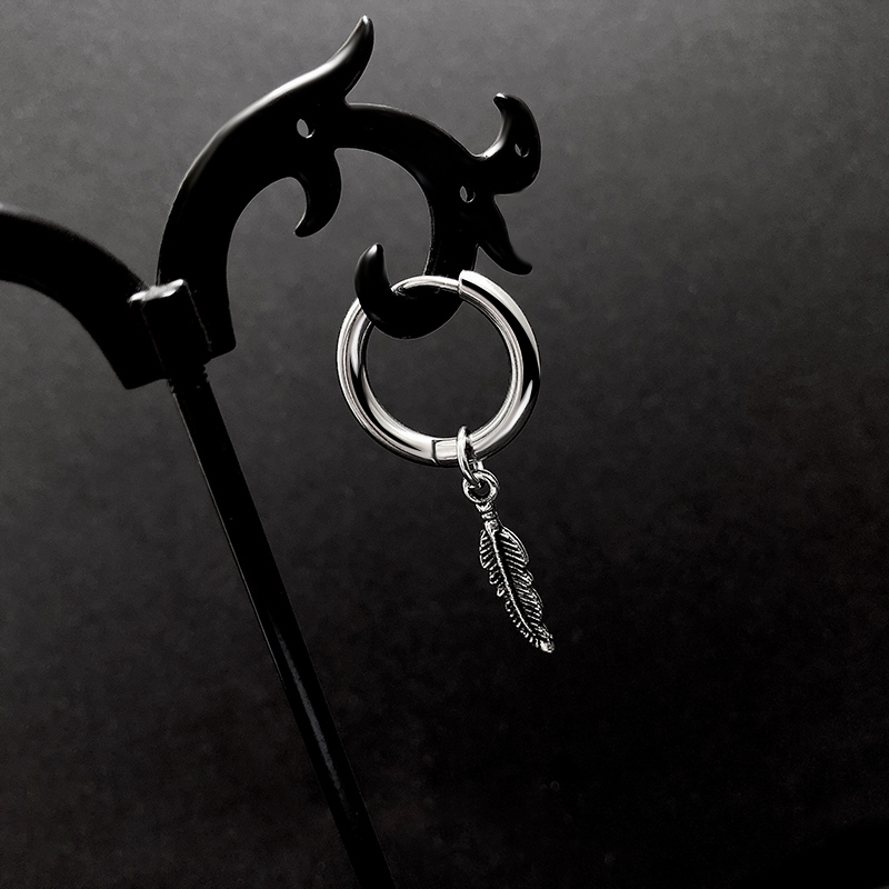 Khuyên tai idol JIMIN BTS khoen tròn mix lông vũ style Unisex