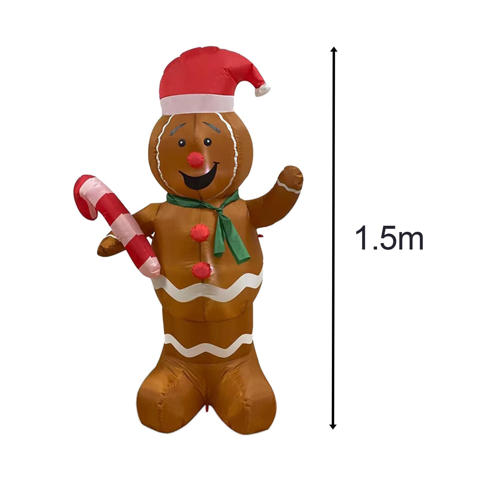 5ft Festive Decoration Gingerbread Man with LED Lights Reusable ,Adorable Inflatable for Yard Indoor Party Decoration Outdoor Decorations