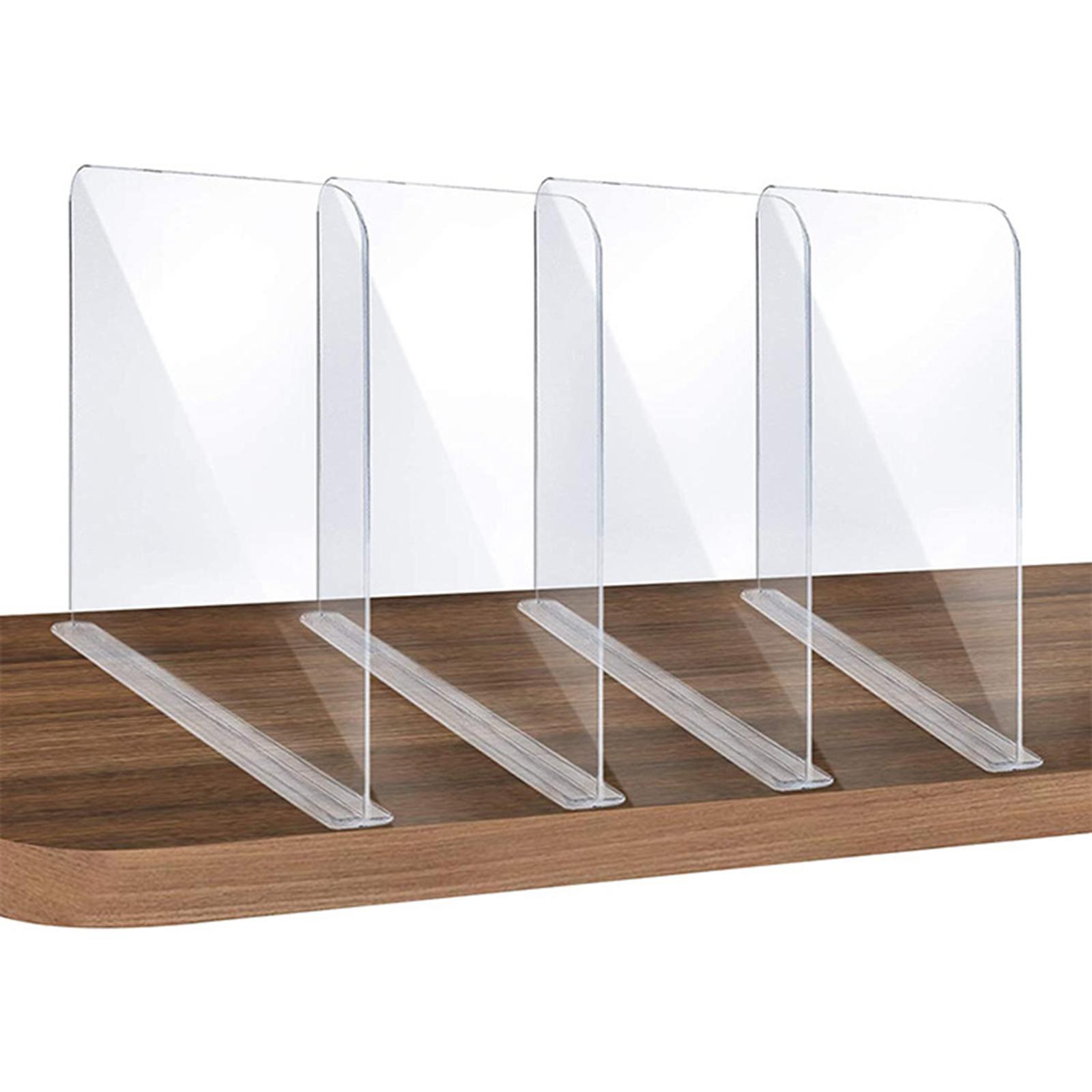 Acrylic Shelf Divider Clear, Easily Install ,Saving Space, Shelf Separator Closet Shelf Divider for Books  Separator Sweater Shirts