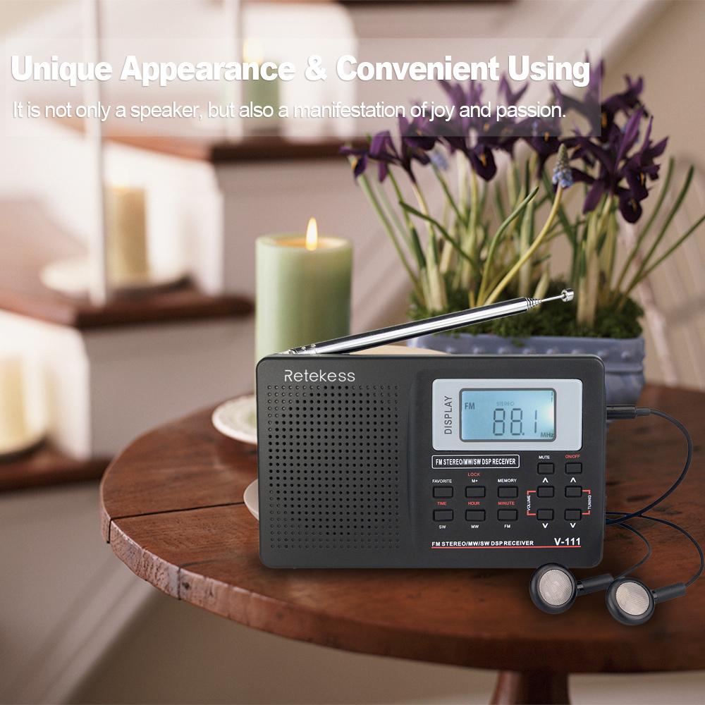 Radio kĩ thuật số Retekess MW / FM / SW Radio âm thanh nổi 9KHz Pocket World Band Điều chỉnh kỹ thuật số Radio Mini DSP