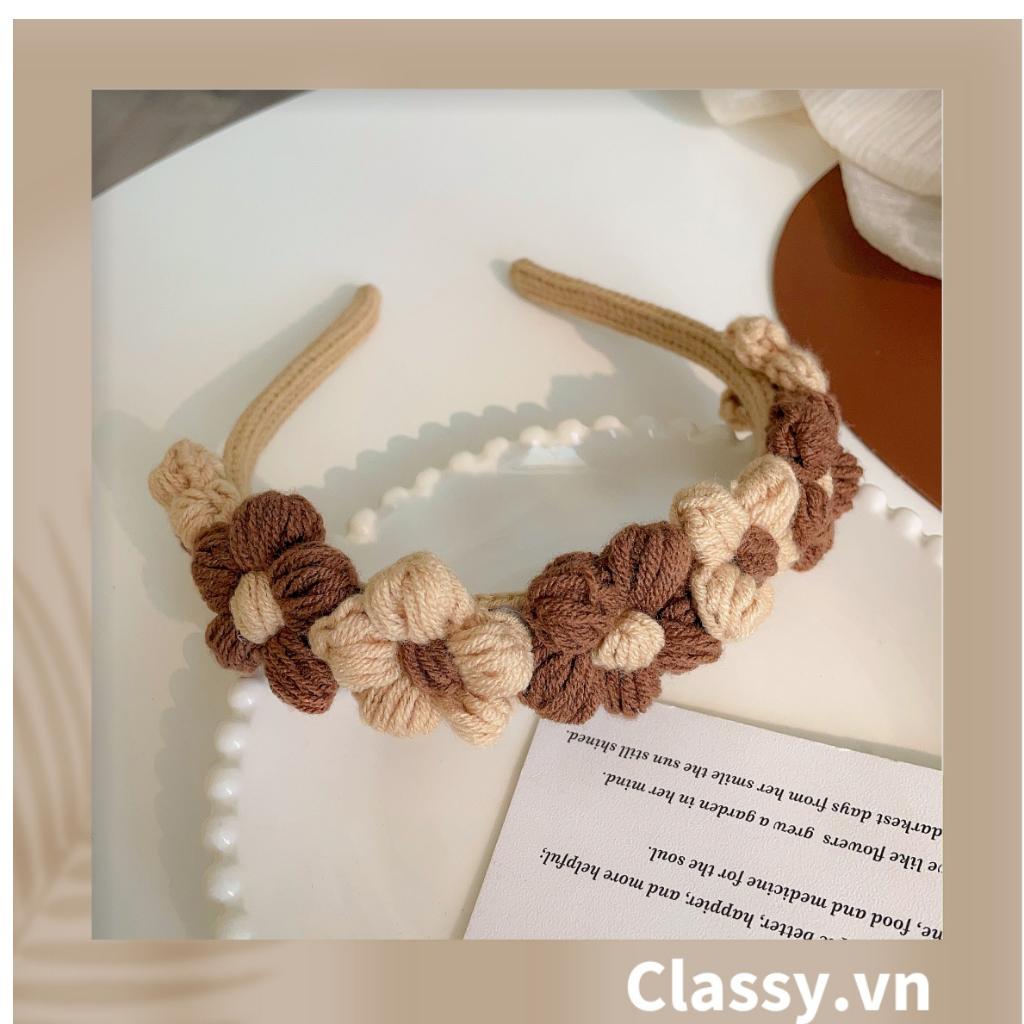 Băng đô cài tóc Classy kẹp càng cua bọc vải len sang trọng PK1625