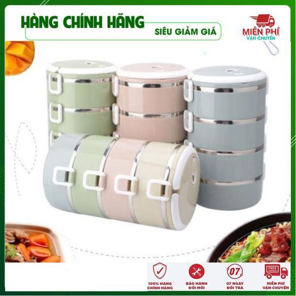 Cặp lồng cơm lúa mạch ruột inox, hộp cơm giữ nhiệt 4 tầng - Đồ Gia Dụng Thông Minh