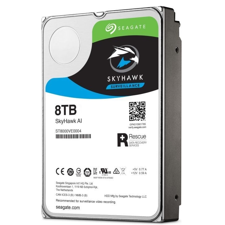 Ổ Cứng Camera HDD Seagate SKYHAWK AI  8TB/3.5/7200rpm ST8000VE0004 - Hàng Chính Hãng