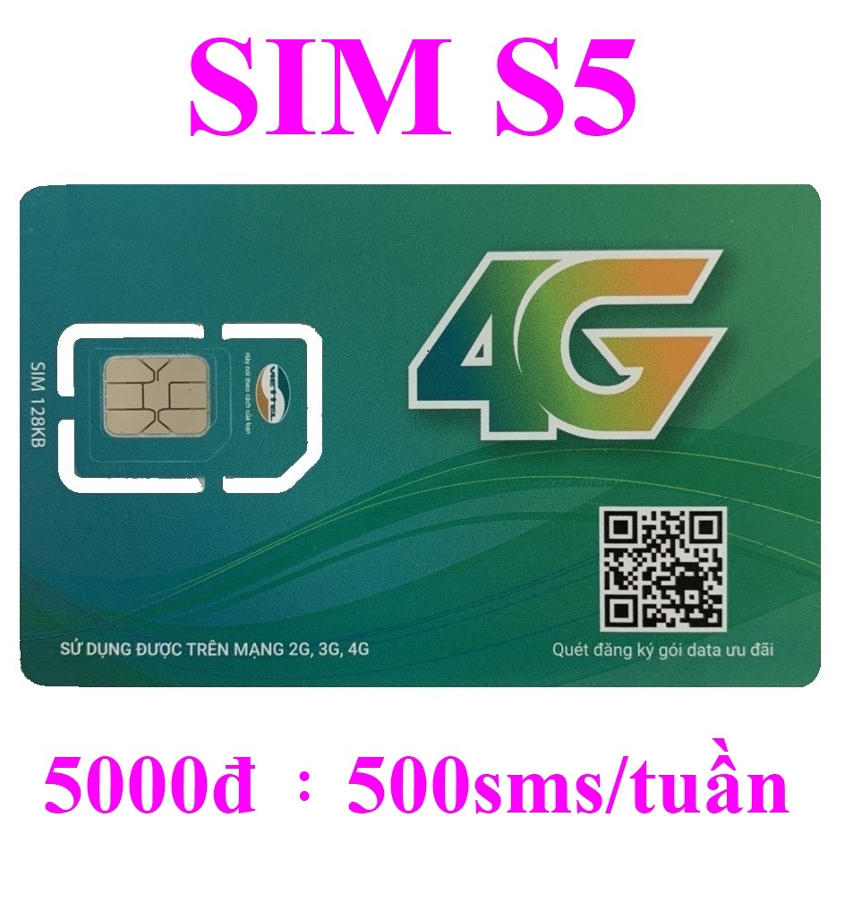 SIM VIETTEL NHẮN TIN VỚI GÓI CƯỚC S3S5 (Đăng ký chỉ 5.000/lần: có 500 sms/tuần, chỉ 3000/lần: có 300sms/ngày) - Hàng Chính Hãng