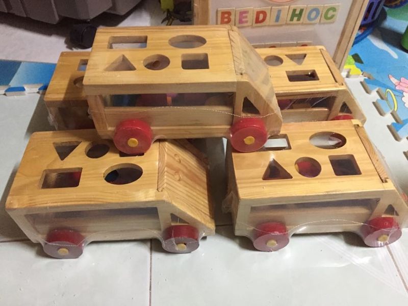 Xe Oto Gỗ Thả Hình Khối Phát Triển Tư Duy Hình Học