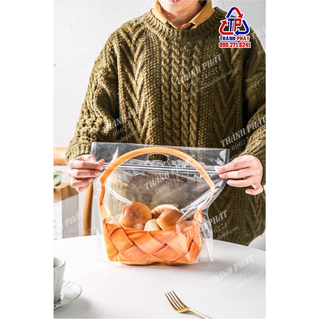 50 Túi zip hình giỏ xách đựng bánh mì hoa cúc - bánh kẹo mứt tết - bánh ngọt sừng trâu