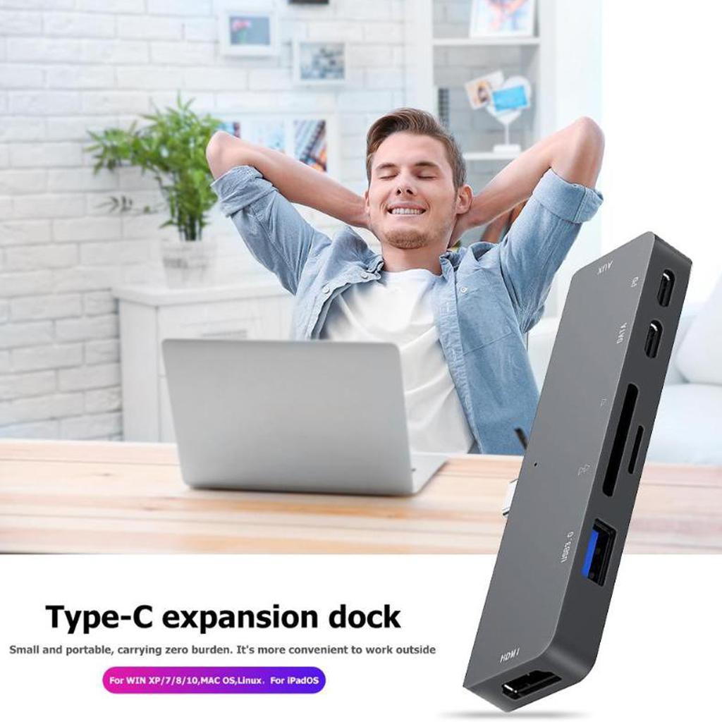 7in1 USB-C Hub Multiport HDMI Docking Station HUB for MacBook 4K Support