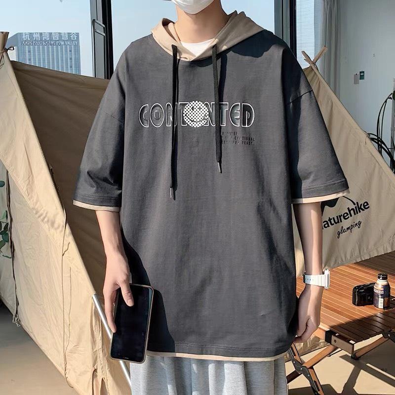 Áo Hoodie Ngắn Tay Nam In Chữ Basic Dáng Rộng Phong Cách Hàn Quốc Thời Trang Zenkonu TOP NAM 258V2