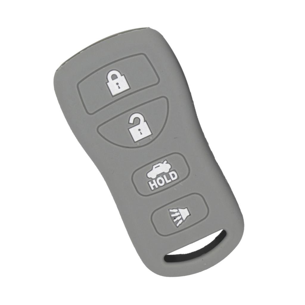Car Key Fob Protector Case Cover 4 Buttons Key Shell for   Gray