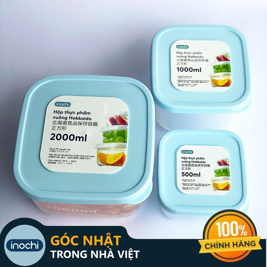 Bộ 3 Hộp Nhựa Đựng Thực Phẩm, Thức Ăn Hokkaido Vuông - Nhựa Cao Cấp Trong Suốt Bền Kín Chịu Nhiệt Cao Tiêu Chuẩn Nhật