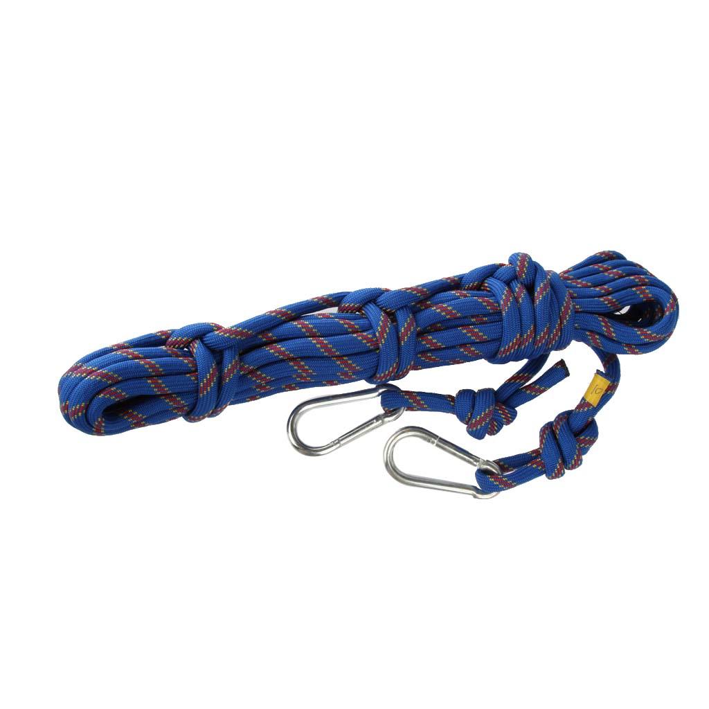 10M 10mm Outdoor Rock Climbing Rope Rappelling Safety Cord Blue
