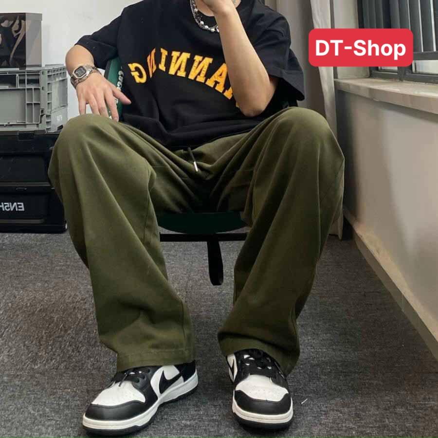 Quần baggy kaki nam nữ Nasa - Kiểu quần ống rộng basic unisex - 3 màu đen, vàng, ghi -DT Shop