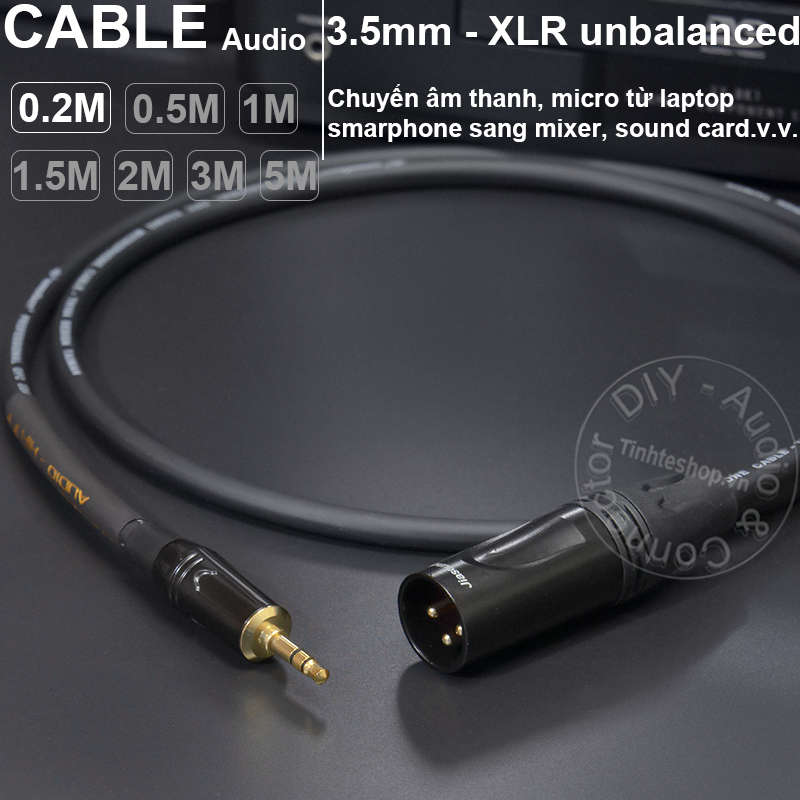 Cáp 3.5 ra XLR đực unbalanced chuyển từ Laptop Smartphone sang Mixer Microphone Âm ly - 1/8 to XLR . unbalanced audio cable