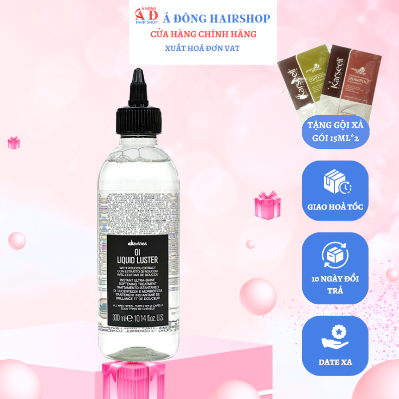 Dưỡng chất tạo bóng tức thì Davines Liquid luster Oi Italia 300ml New + Gội xả gói Karseell