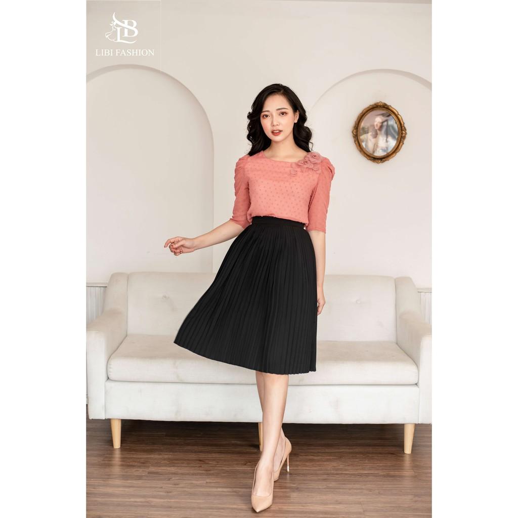 Áo Công Sở - Hoa Vai cổ tròn CHẤT LIỆU VOAN NĂNG DỘNG TRẺ TRUNG