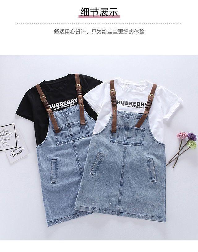 DONGSHOP 2023 Mùa xuân và mùa thu tây phiên bản Hàn Quốc của cô gái váy trẻ em denim dây đeo váy vest đầm bé