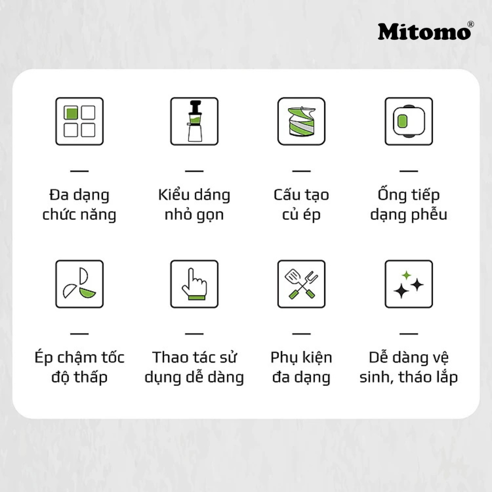 Máy Ép chậm, máy ép trái cây Mitomo EC-55 hàng chính hãng