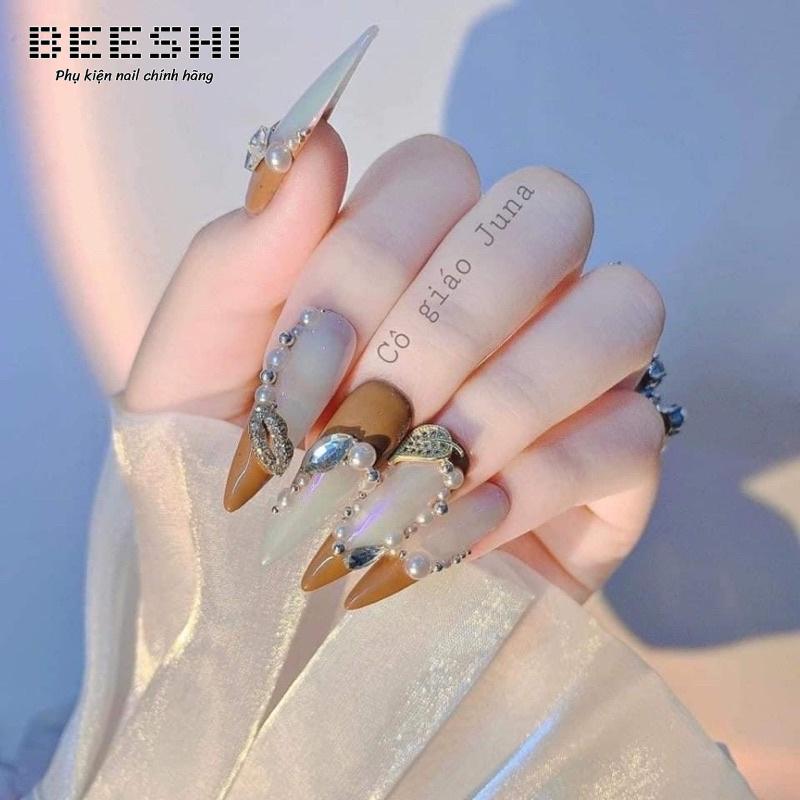 Bi nail trang trí móng vàng bạc mix size 6 ô-beeshi shop nail