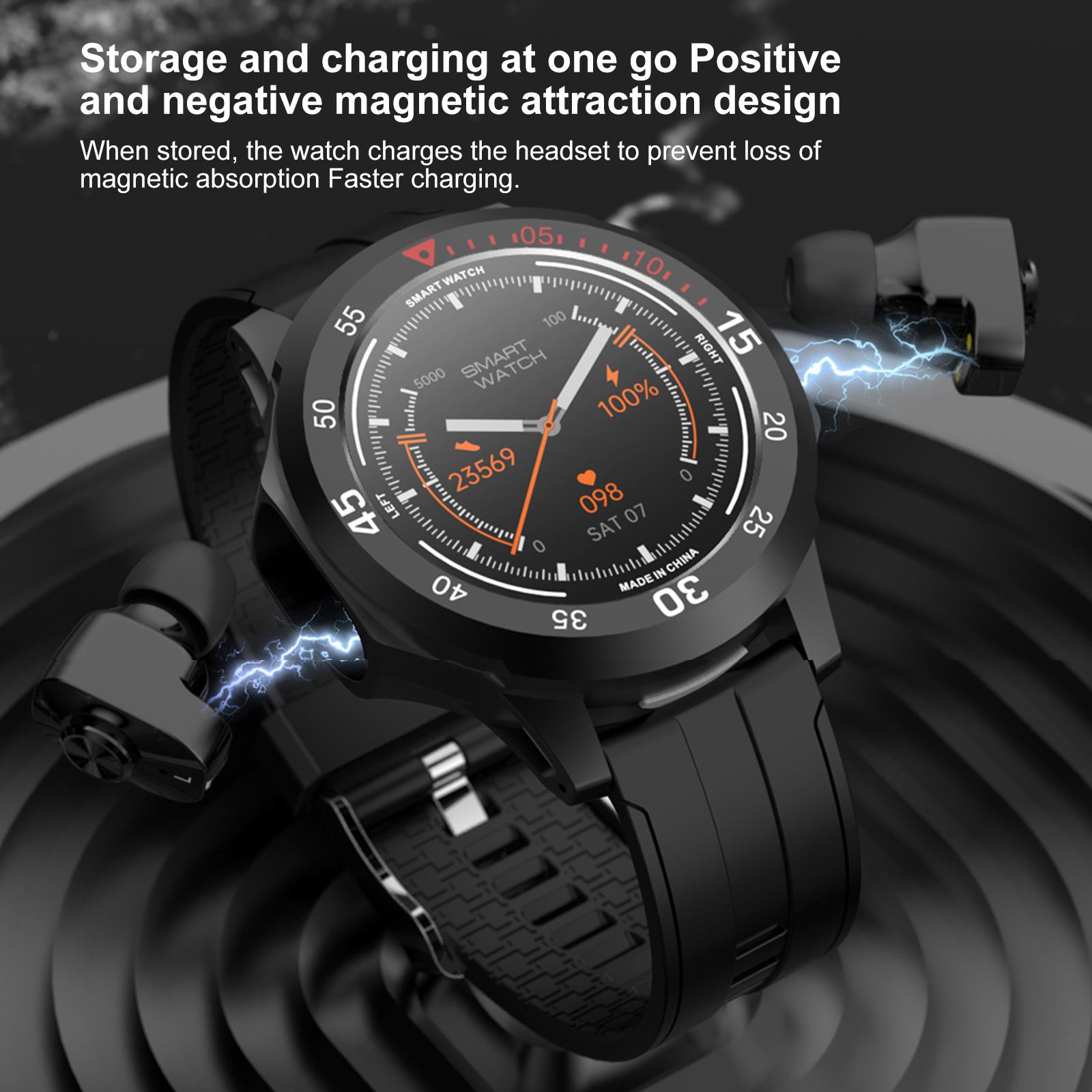 N15 Smart Watch 2 in 1 Ture Wireless BT Headset Fitness Heart Rate Tracker Monitor Bracelet Music Sports Smartwatch