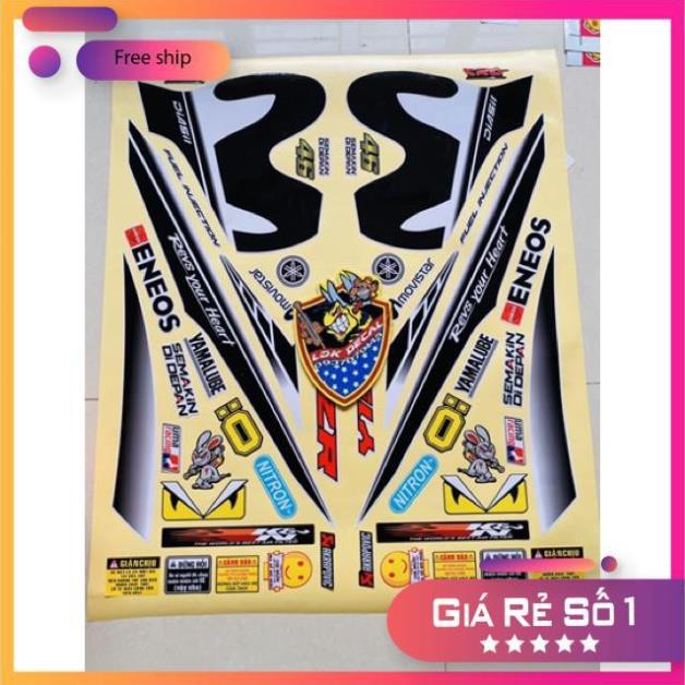 Bộ Tem rời Exciter 150 Movistar Y15ZR decal đế vàng dán xe trắng.Decal 3 lớp cao cấp. bảo hành màu sắc vĩnh viễn