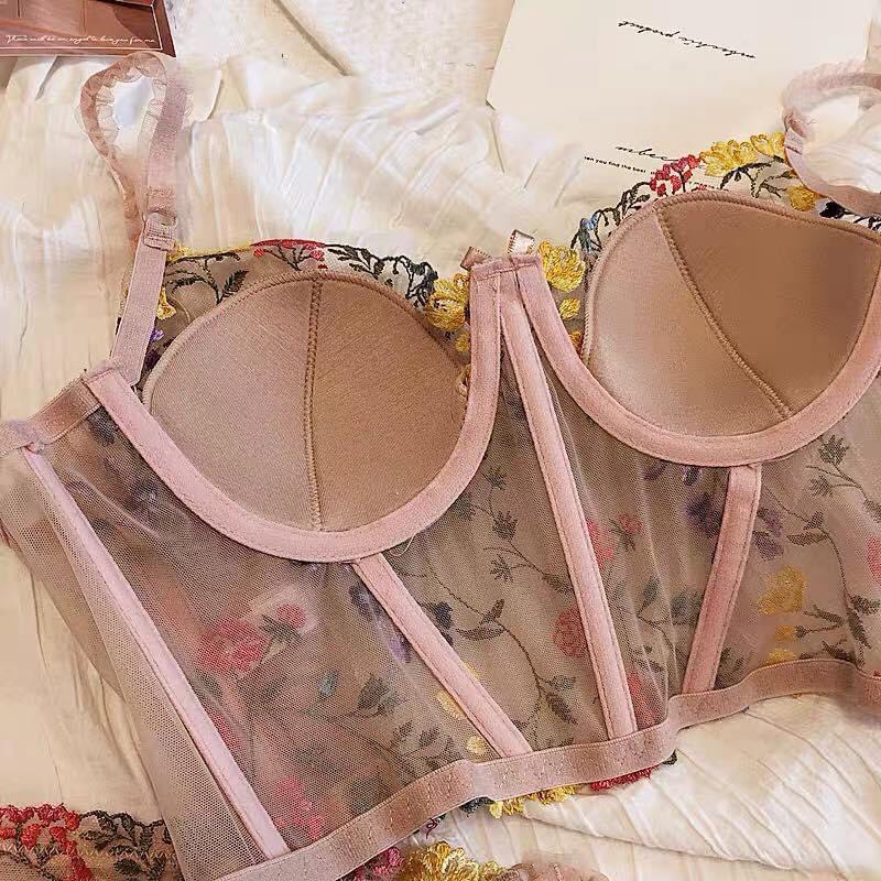 Áo Bra Corset ren thêu hoa mút mỏng có gọng, nâng ngực gợi cảm,bản to ôm sát cơ thể,tạo đường cong quyến rũ hàng cao cấp