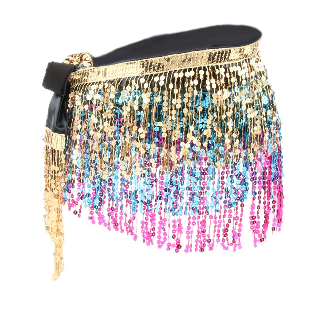 Sequins Indian Belly Dance Hip Skirt Waist Belt Hip Scarf Wrap Dancewear