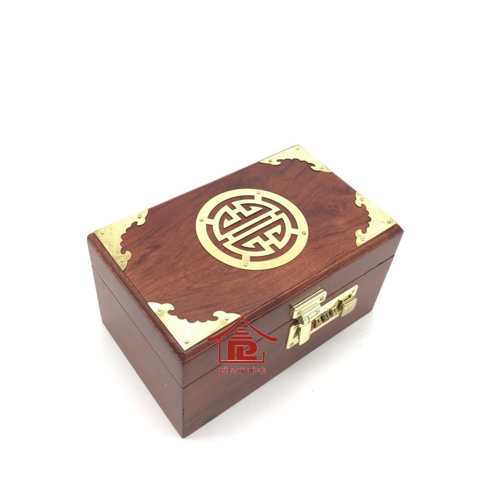 Hộp đựng trang sức, con dấu gỗ hương mặt thọ đồng