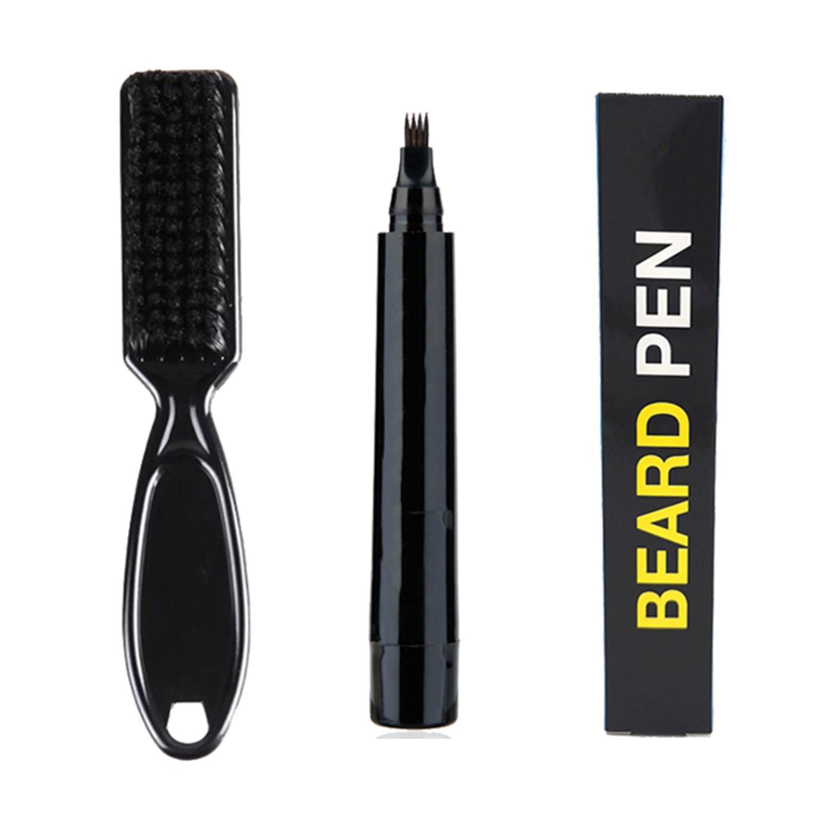 2xEyebrows Beard Pen Filler Beard Brush for Men Sweat Proof Black