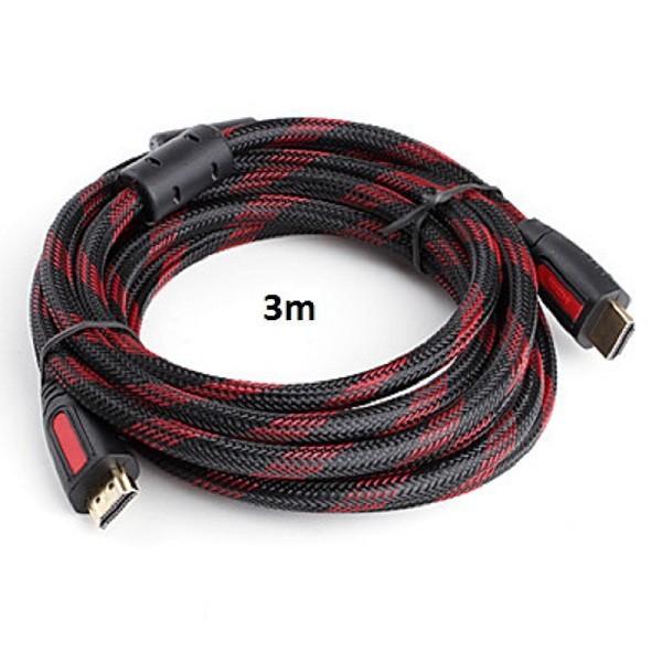 Dây cáp HDMI tròn lưới 3m chống nhiễu cao cấp