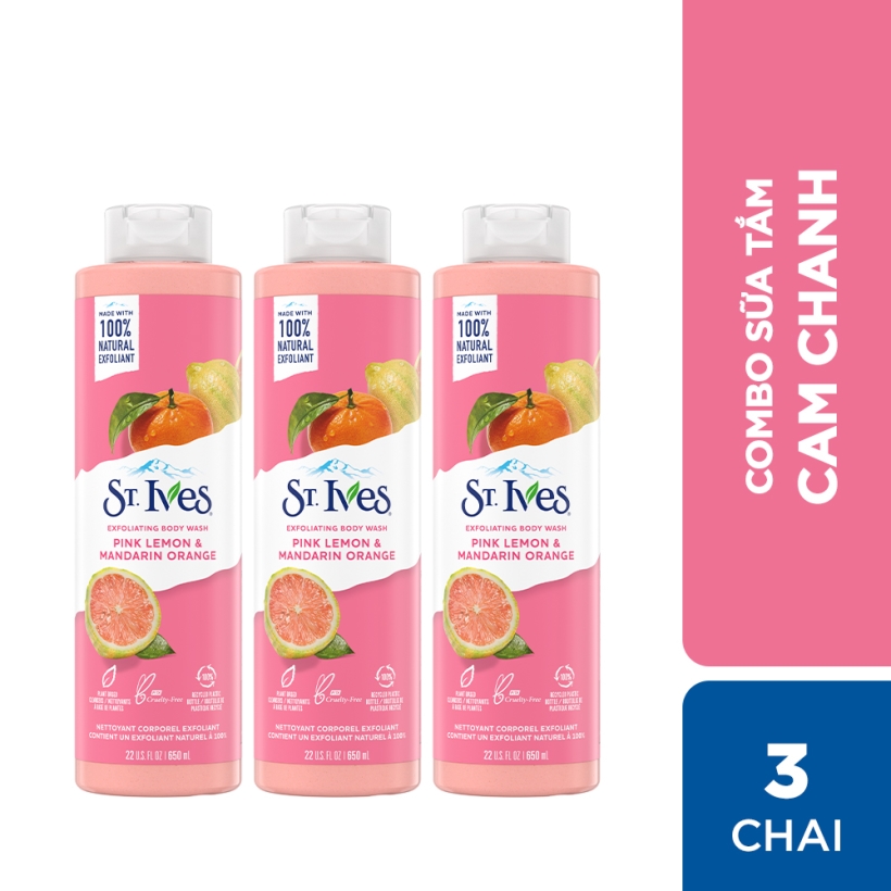 Combo 3 chai sữa tắm St.Ives Cam chanh 650ml