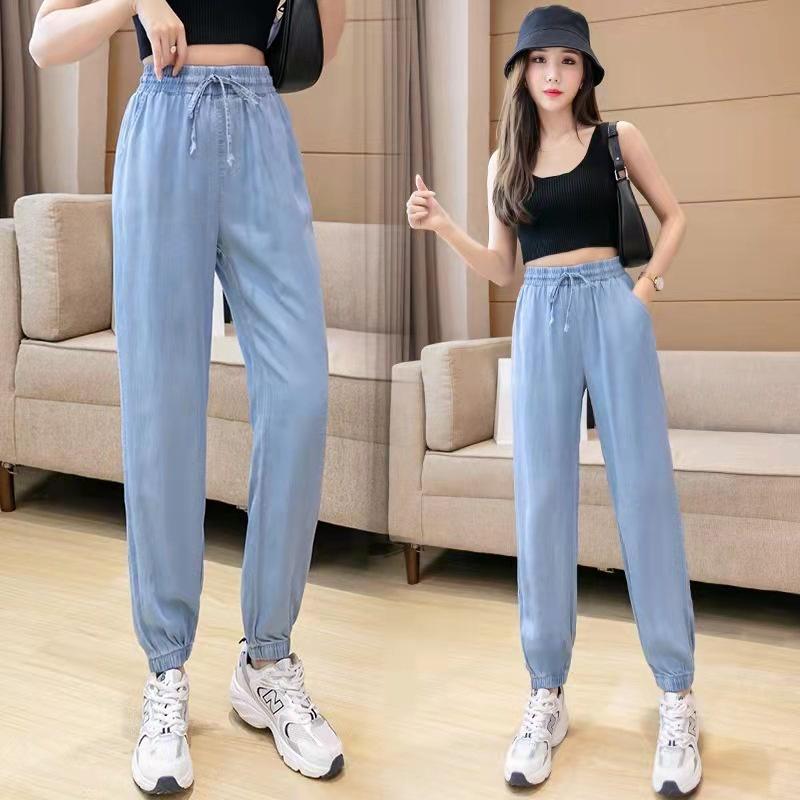 Quần legging giả bò nữ ống bo mùa hè mát mẻ 2022