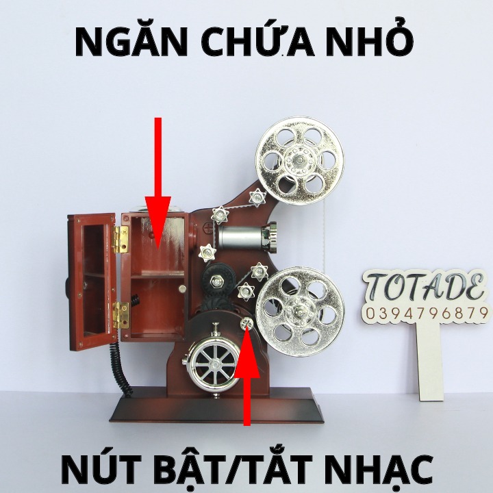 Hộp nhạc máy chiếu phim retro | Dùng dây cót không dùng pin | MBO0025