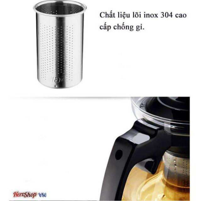 Bộ bình lọc trà thủy tinh kèm 4 ly lưới lọc Inox 304 cao cấp