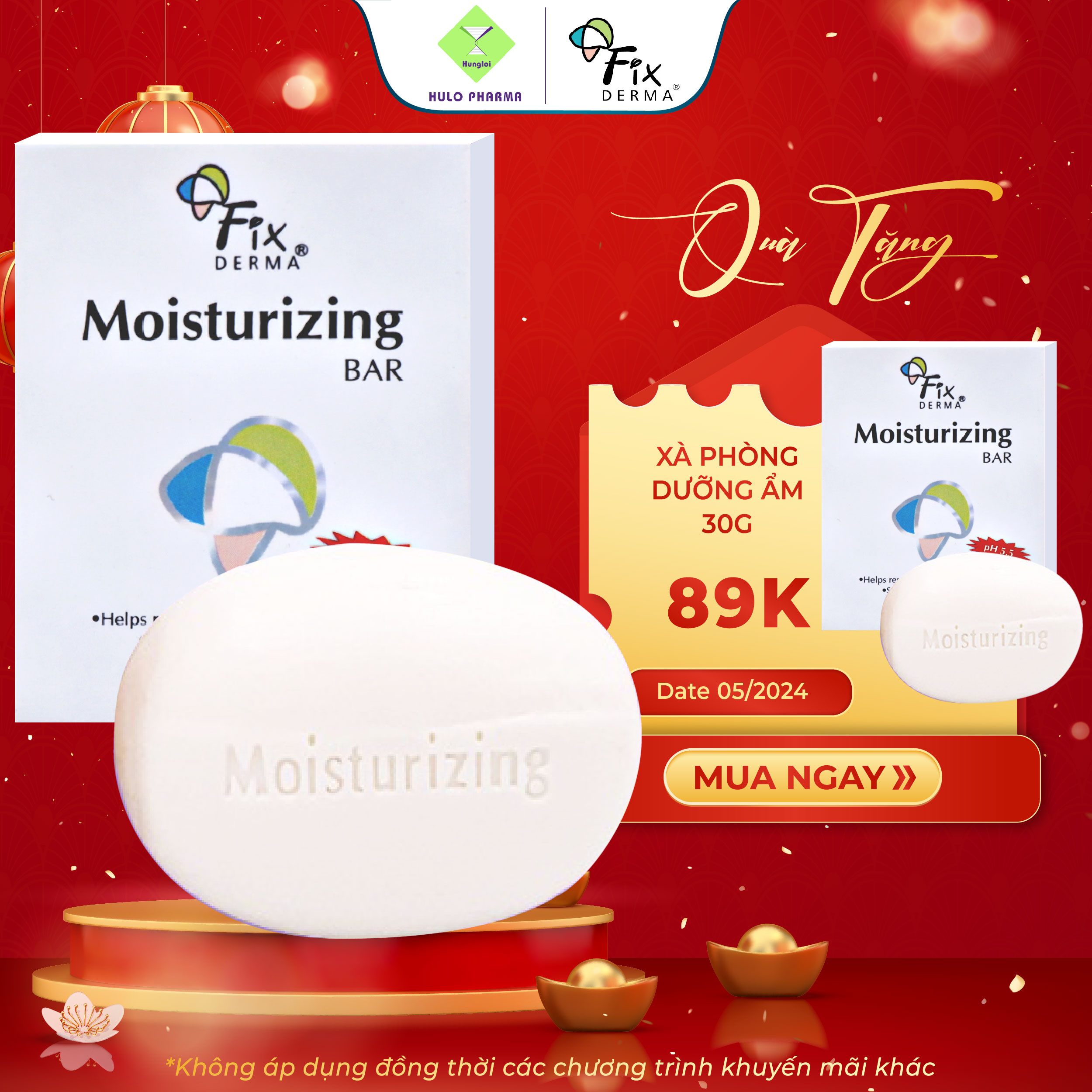 Xà Phòng Tắm Giúp Dưỡng Ẩm FIXDERMA Moisturizing Bar Giúp Dưỡng Trắng Da, Cấp Ẩm, Mềm Mịn Da 30g - Hùng Lợi