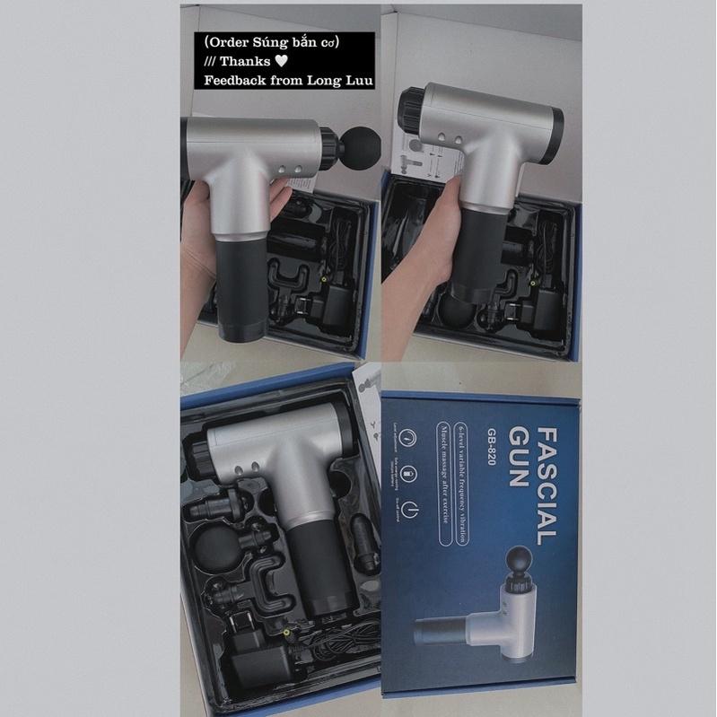 Máy Massage Cầm Tay - S.úng Massage 4 Đầu 6 Chế Độ Giảm Đau, Giãn Cơ Bắp