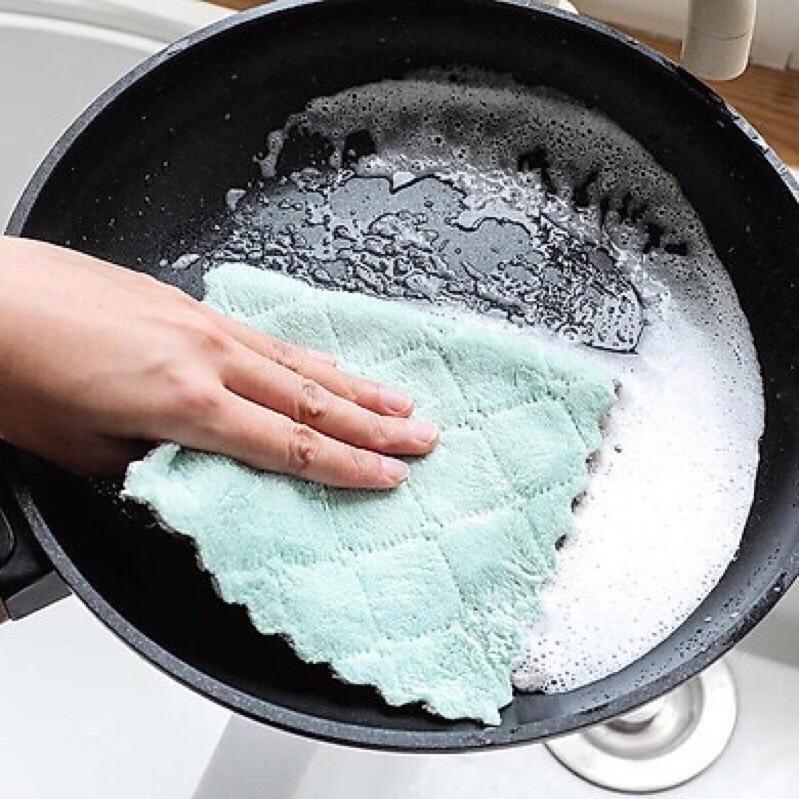 Khăn Lau Chén Bát 2 Màu Đa Năng Siêu Thấm Hút Sợi Vải