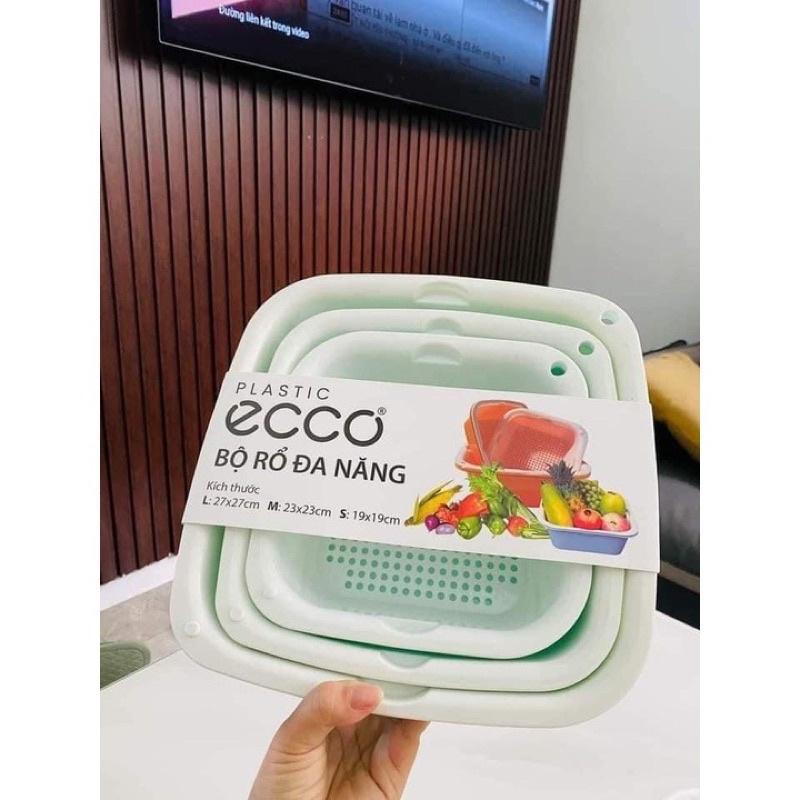 Bộ rổ nhựa kèm thau ECCO 6 món đựng thực phẩm rau quả đa năng - Set rỗ nhựa cao cấp 6 món 3 kích thước khác nhau