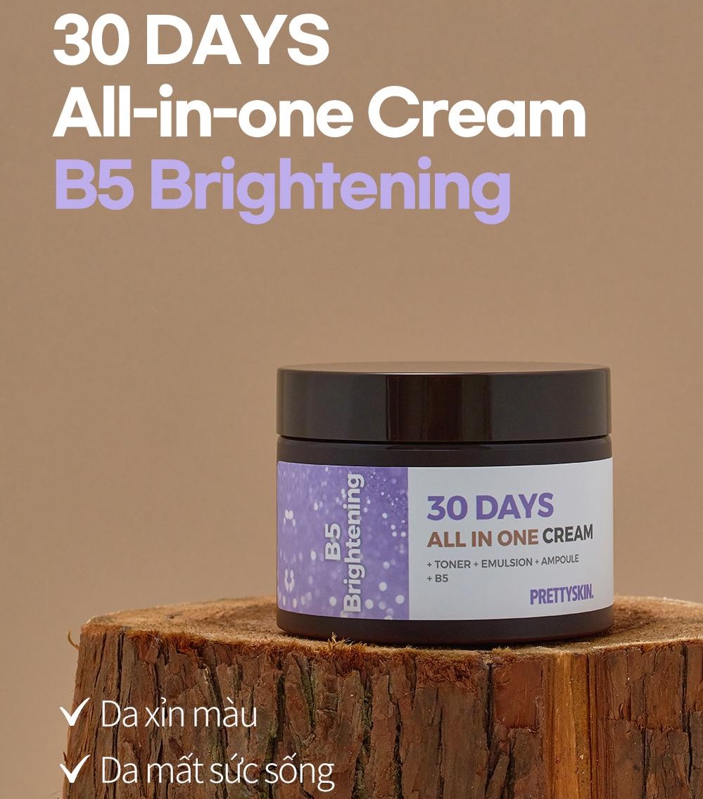 Kem Dưỡng Phục Hồi Và Sáng Da Prettyskin 30 Days All In One B5 Brightening Cream 100ml