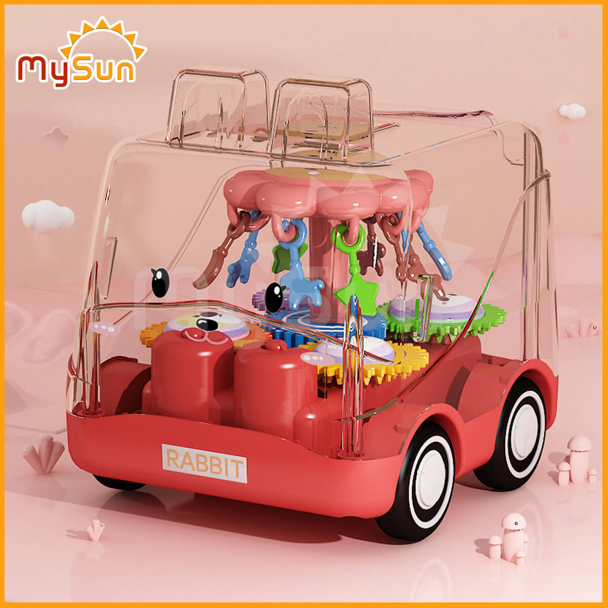 Xe ô tô đồ chơi trẻ em vòng đu quay nhựa trong suốt cao cấp cho bé.