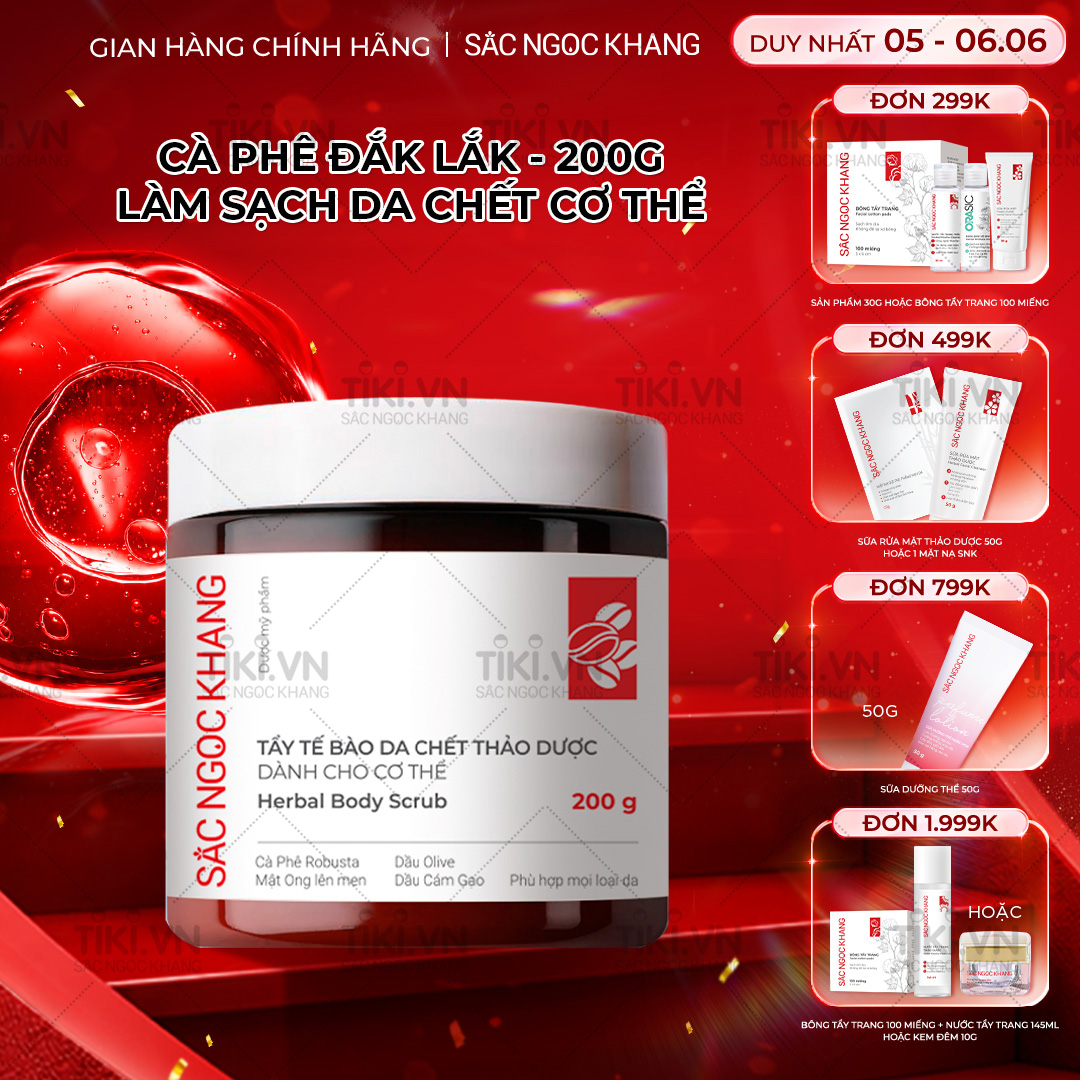 Tẩy tế bào da chết thảo dược dành cho cơ thể Sắc Ngọc Khang hũ 200g